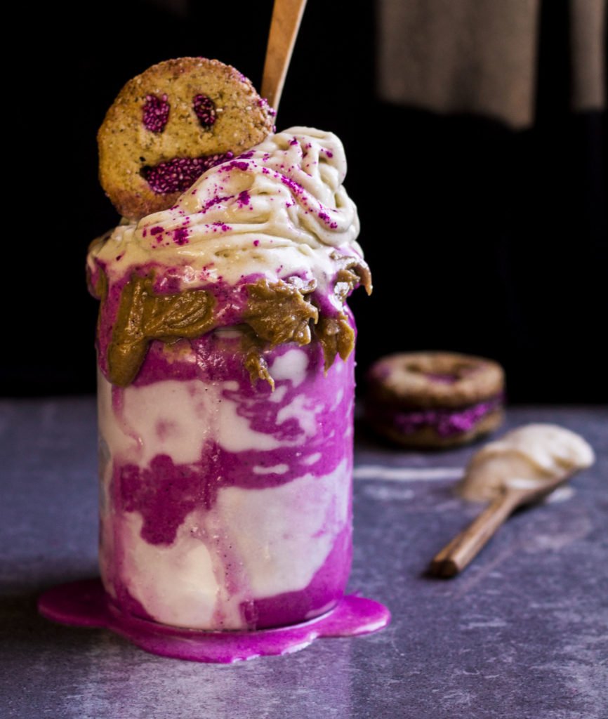 fruit smoothie pink dragonfruit coconut and banana freakshake smoothie .rainbownourishments