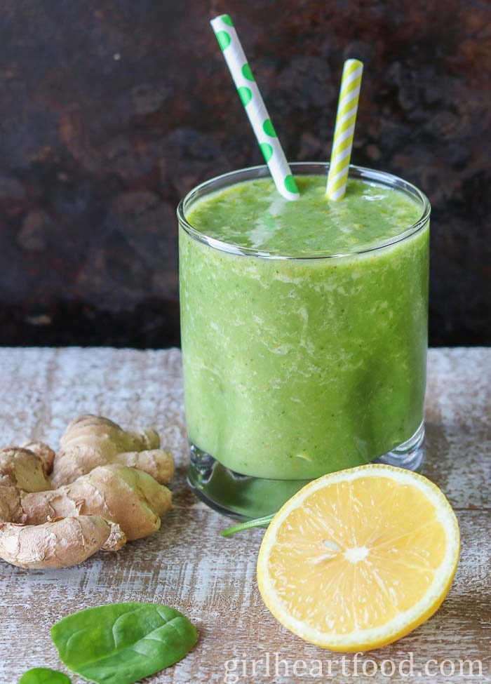 green smoothie ginger smoothie girlheartfood.