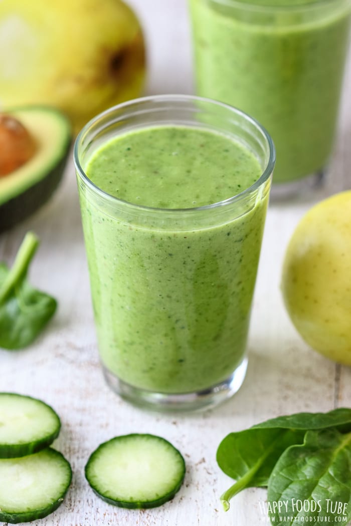 green smoothie spinach cucumber happyfoodstube