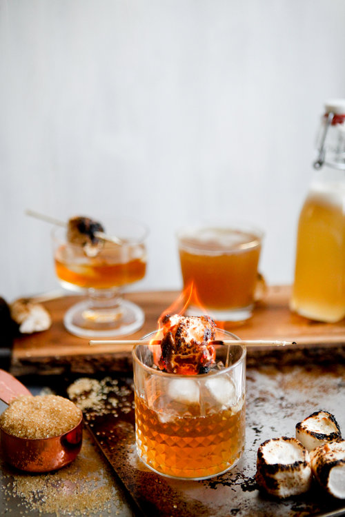 whiskey cocktails campfire cocktail for fall rye whiskey and marshmallow simple syrup freckleandfair