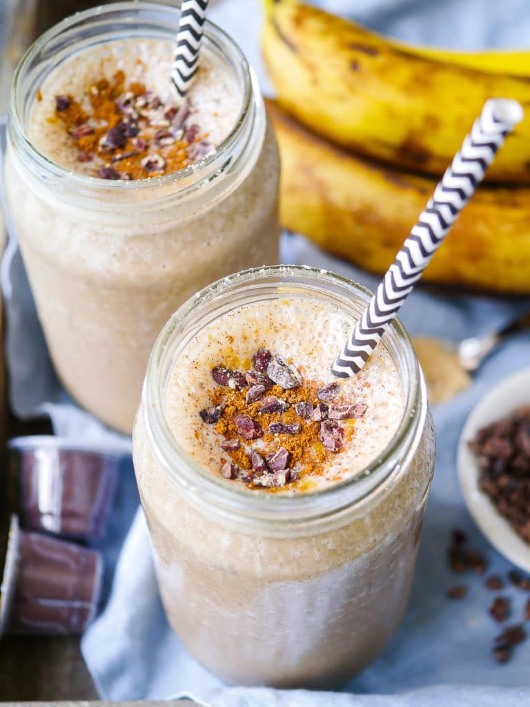 vegan coffee espresso maca banana smoothie nourisheveryday