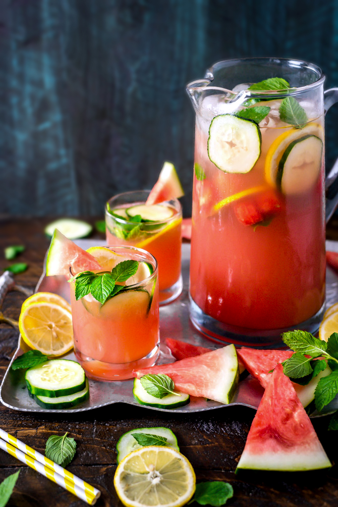 watermelon cocktail boozy watermelon mint lemonade hostthetoast