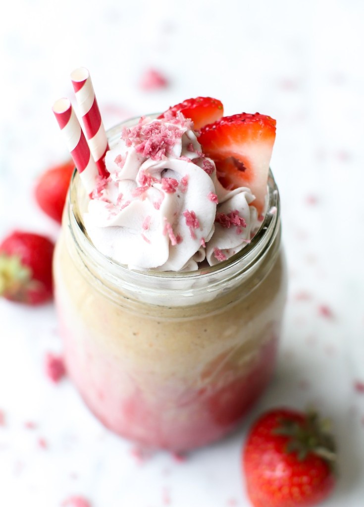 vegan milkshake strawberry cupcake milkshake feastingonfruit
